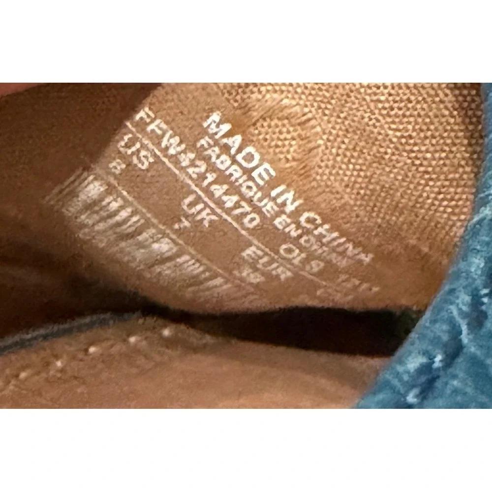 Fossil Blue Pebbled Leather Cork Wedge Sandals Buckle Slide FFW4214470 Size 8